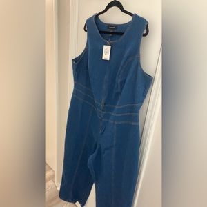 Ashley Stewart Heart Cutout Demin Jumpsuit